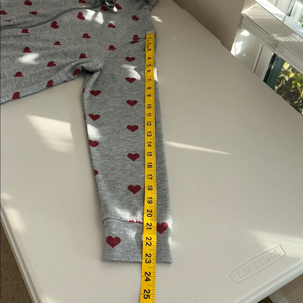 Style & Co. Gray Hoodie with Red Heart Pattern Size M. - Picture 12 of 16
